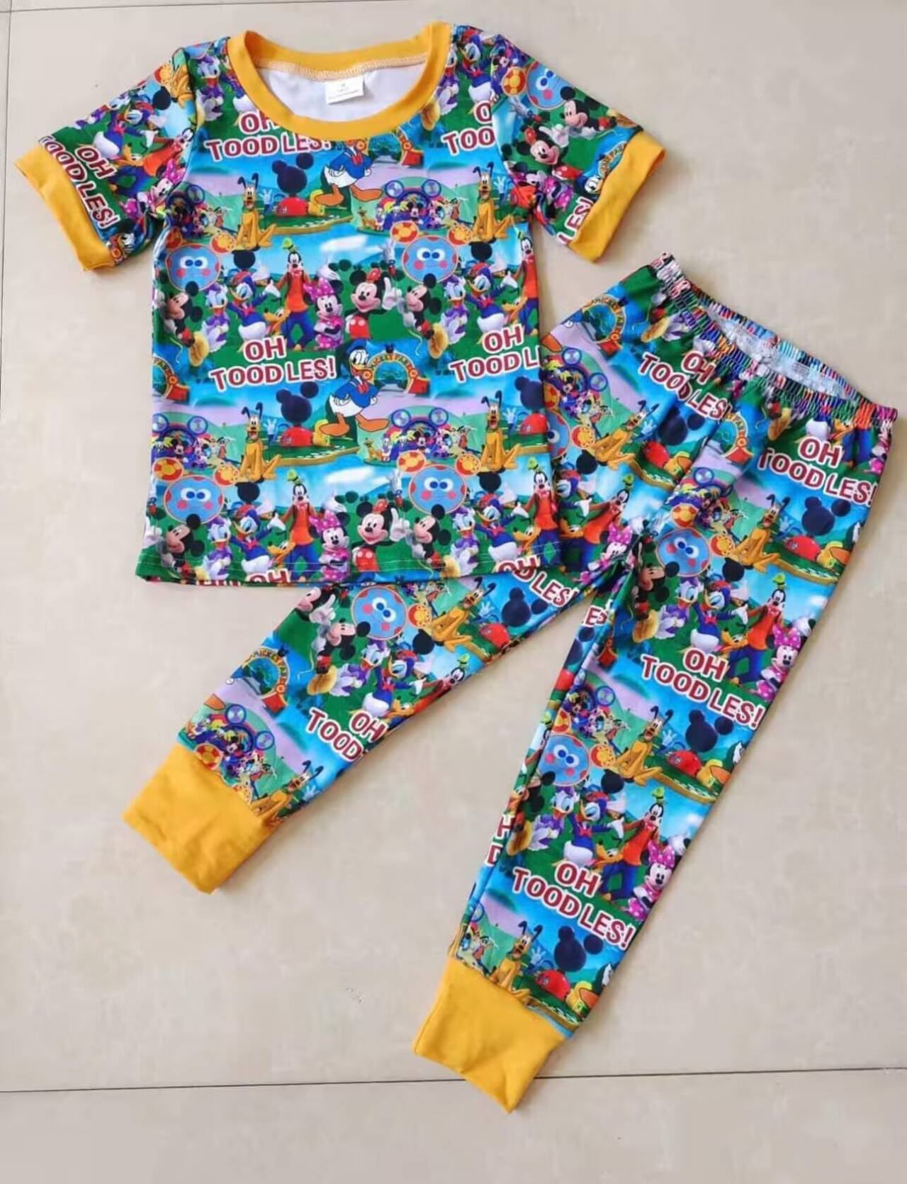 Deadline October 5  custom no moq eta 6-8weeks Collection of famous American cartoon animal characters - blue short-sleeved trousers set