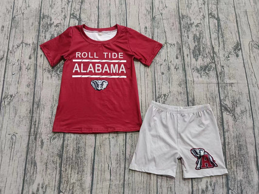 Custom moq 8 eta 6-8weeks baby boy clothes team team brick red short sleeve shorts sets-25.9.26