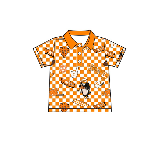 custom moq 3 eta 6-8weeks baby boy clothes school colors are orange pullover short sleeve top