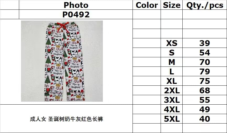 RTS NO MOQ ETA 5/7days arrived P0492 Adult female Christmas tree cow gray-red trousers