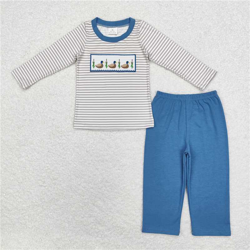 RTS NO MOQ Girls Boys embroidery duck Clothes Sets and romper