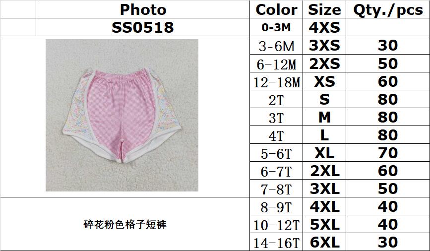 RTS NO MOQ SS0518 Floral pink plaid shorts