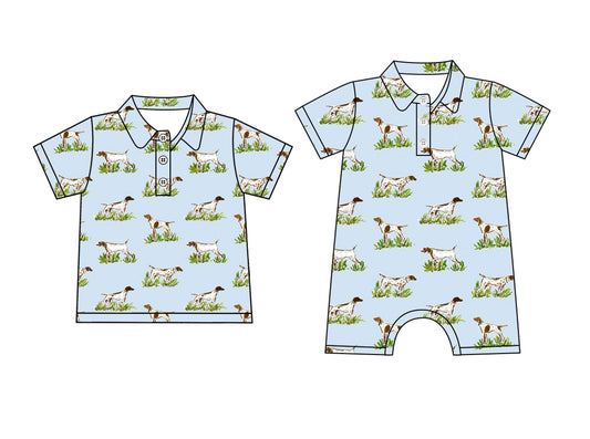 3.17 custom each style moq 5eta 4-6week Sibling Sister puppy baby boy rompers and top match family design