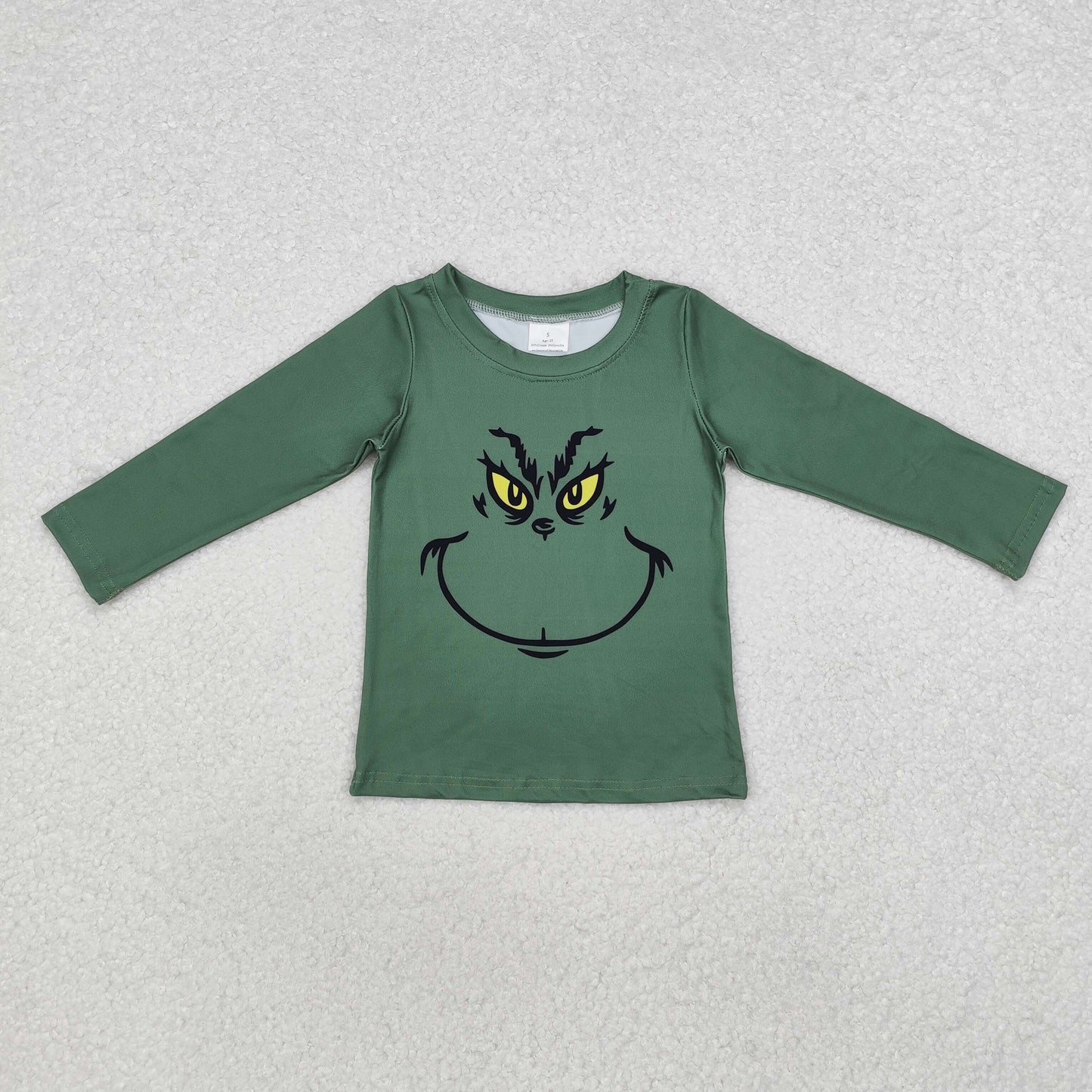 RTS NO MOQ ETA 5/7days arrived BT0725 Grinch smiley green long-sleeved top