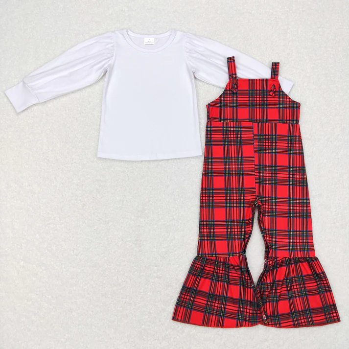 RTS NO MOQ Sibling baby girl clothes Christmas long sleeve long suspenders jumpsuits Sets