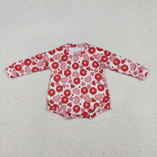 RTS NO MOQ（In Stock) Flower Heart Lollipop White Long-Sleeved Bodysuit