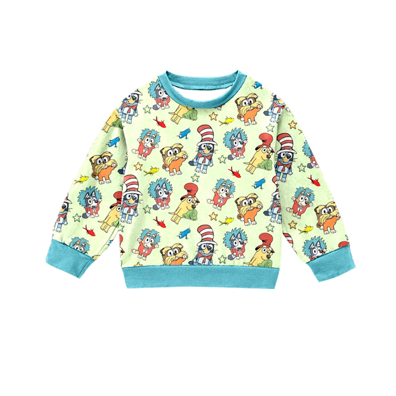Custom moq 3 MIX SIZE eta 7/8week moq 5 eta /4/5week Boys and Girls dr seuss cartoon dog Long Sleeve Top