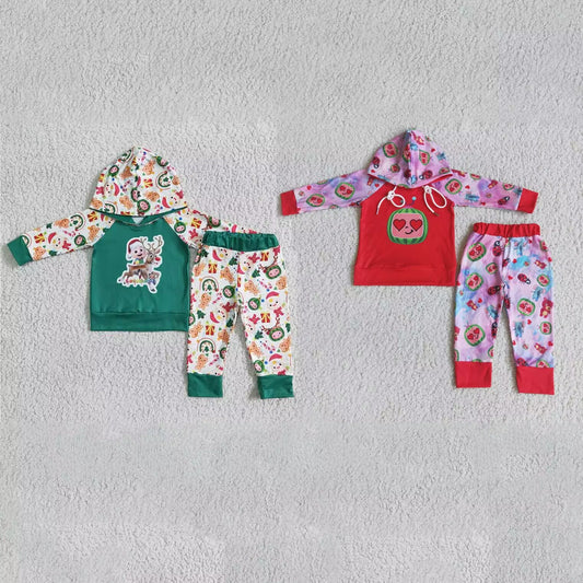 RTS NO MOQ Boys and Girls Cartoon Baby Pattern Long Sleeve Hooded Suit