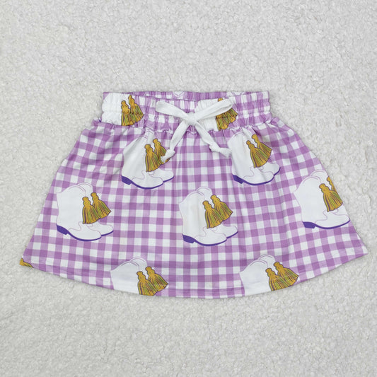 RTS NO MOQ ETA 5/7days Arrived GLK0035 Carnival boots purple plaid culottes skirt