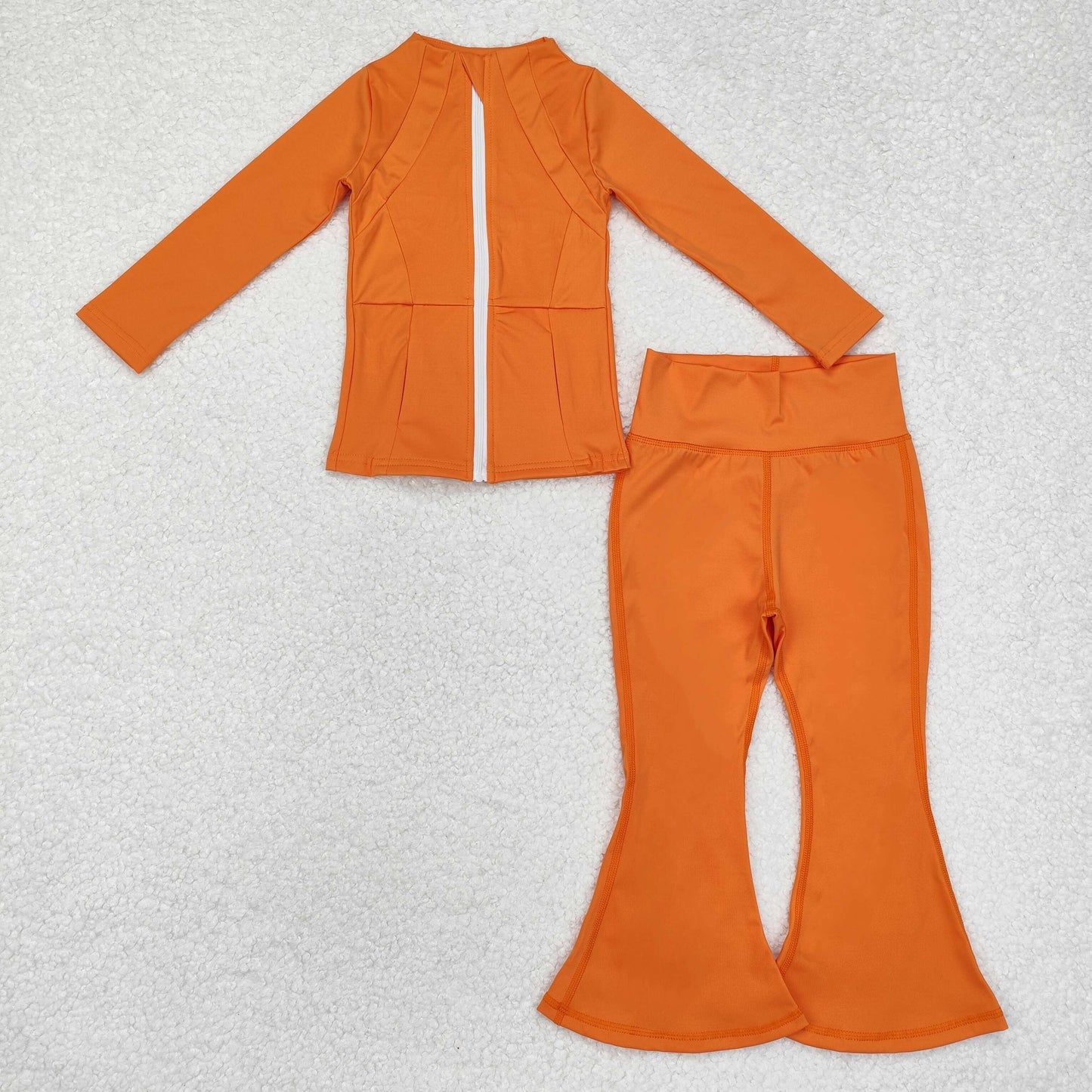 RTS NO MOQ ETA 5/7days Arrived GT0825+P0684 Orange yoga wear zipper long sleeve top trousers sets