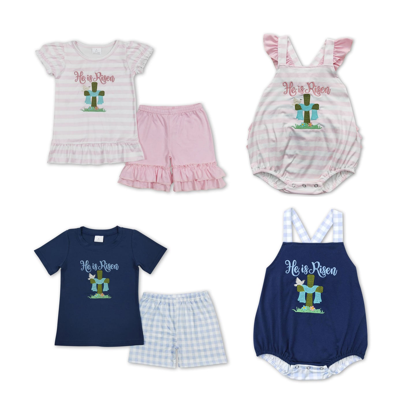 RTS NO MOQ easter short-sleeved shorts suit & short-sleeved sets and romper