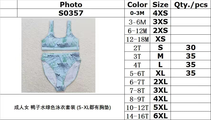 rts no moq S0357 Adult women duck aqua swimsuit suit