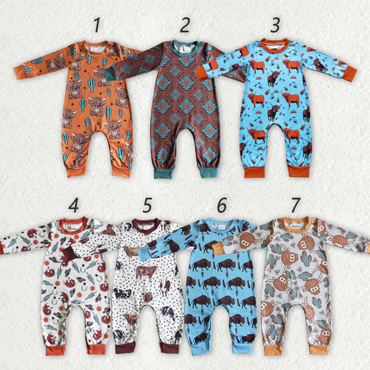 RTS NO MOQ Baby Boys Alpine Yak-Cactus Long Romper