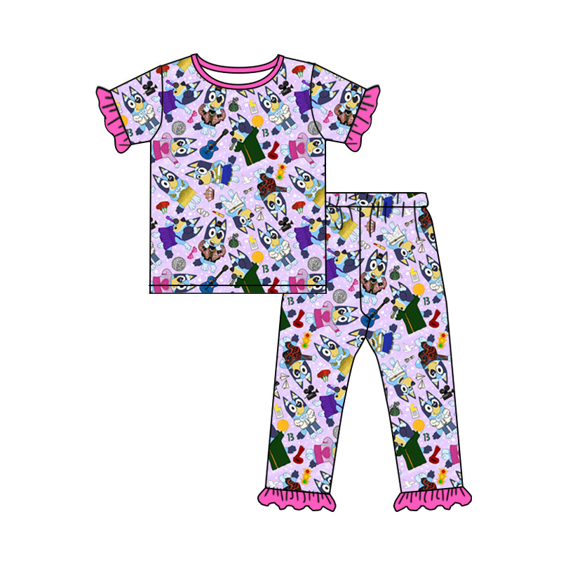 5.1custom each style moq 5eta 4-5week Sibling Sister cartoon characters prints girls outifts and romper match family design