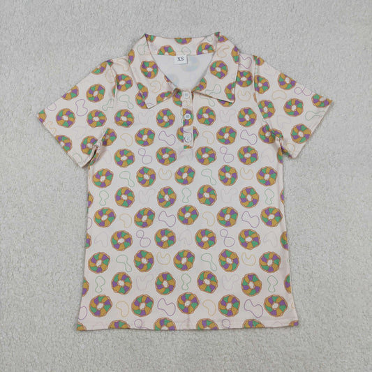 RTS NO MOQ（In Stock) Adult Men's Carnival Necklace Donut Button Collar Short-Sleeve Top