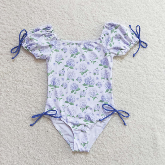 RTS no moq S0329 Hydrangea purple flower one-piece swimsuit