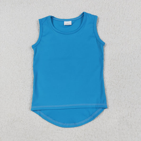 RTS NO MOQ GT0986 Solid blue sleeveless yoga vest top