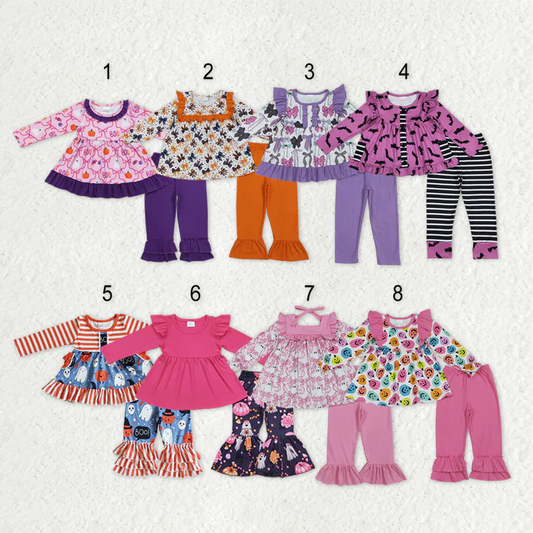 RTS NO MOQ Sibling baby girl clothes Halloween bow long sleeve pants Sets