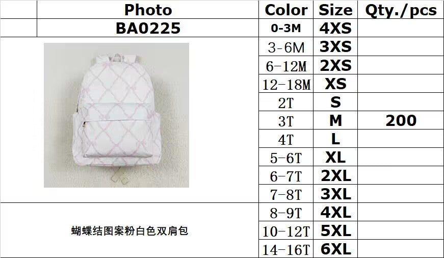 rts no moq BA0225 Pink and white backpack with bow pattern