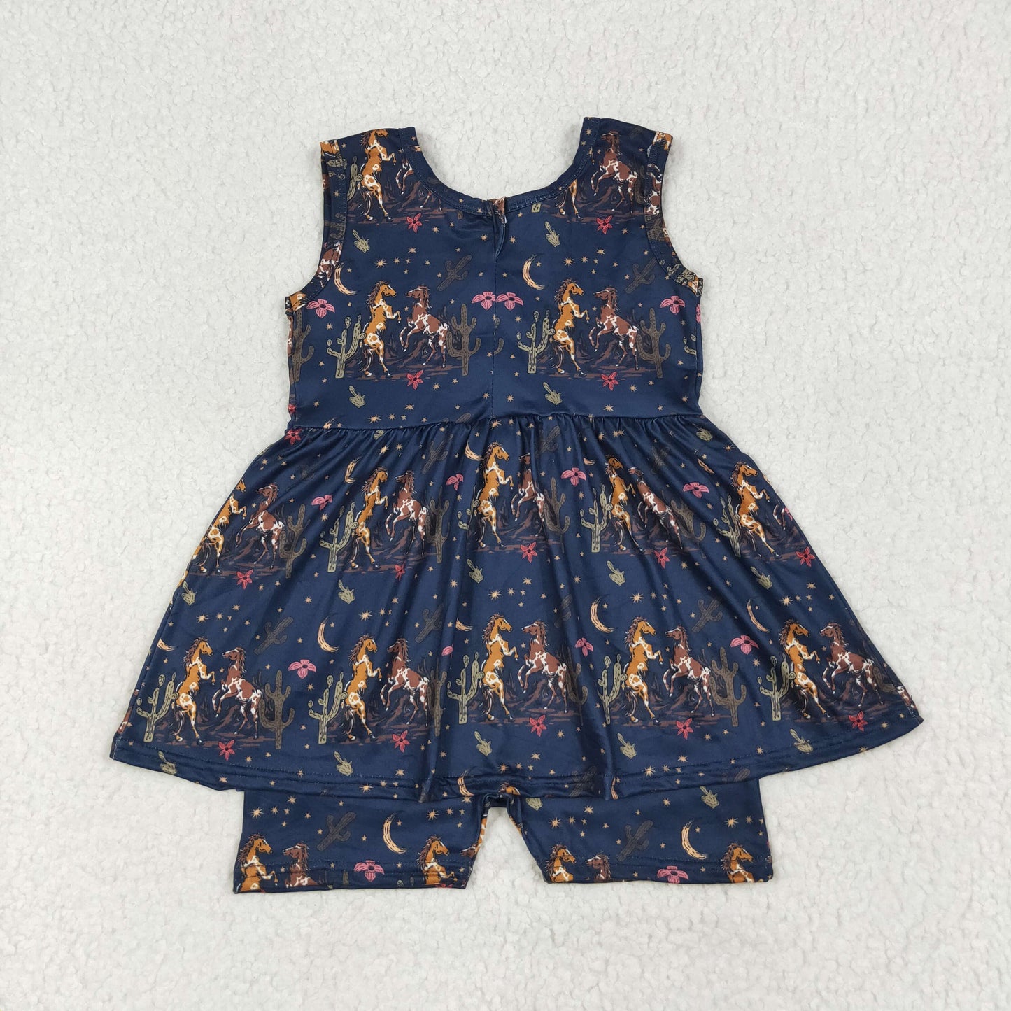 RTS NO MOQ（In Stock) SR3071 Horse cactus navy blue lace sleeveless jumpsuit