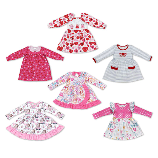 RTS NO MOQ Baby Girl Clothes Valentine Long-sleeved dress