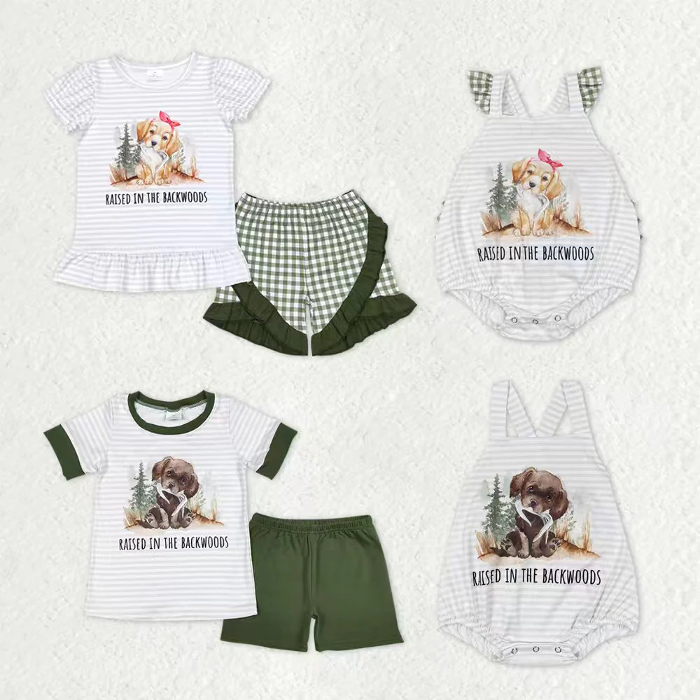 RTS NO MOQ Sibling baby boy girl clothes duck short-sleeved shorts suit & short-sleeved sets and rompers