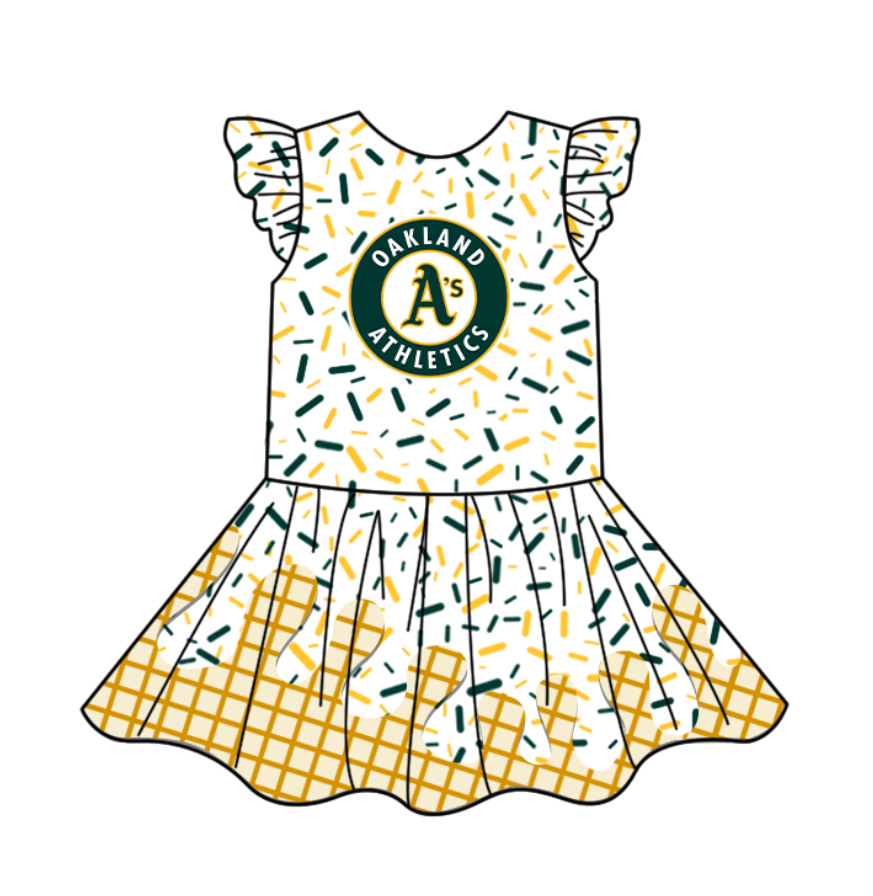 custom moq 3 eta 6-7weeks baby girls clothes team gold flying Sleeves Dress-25.4.30