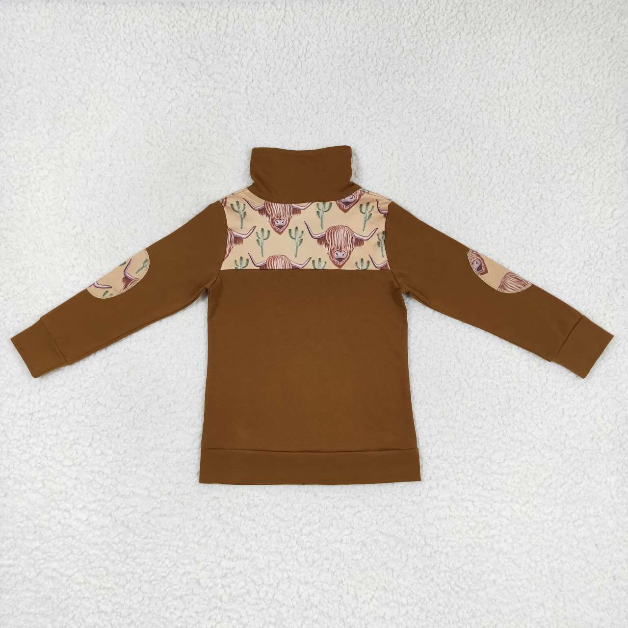 BT0298 Alpine Bull Cactus Brown Zip Long Sleeve Top