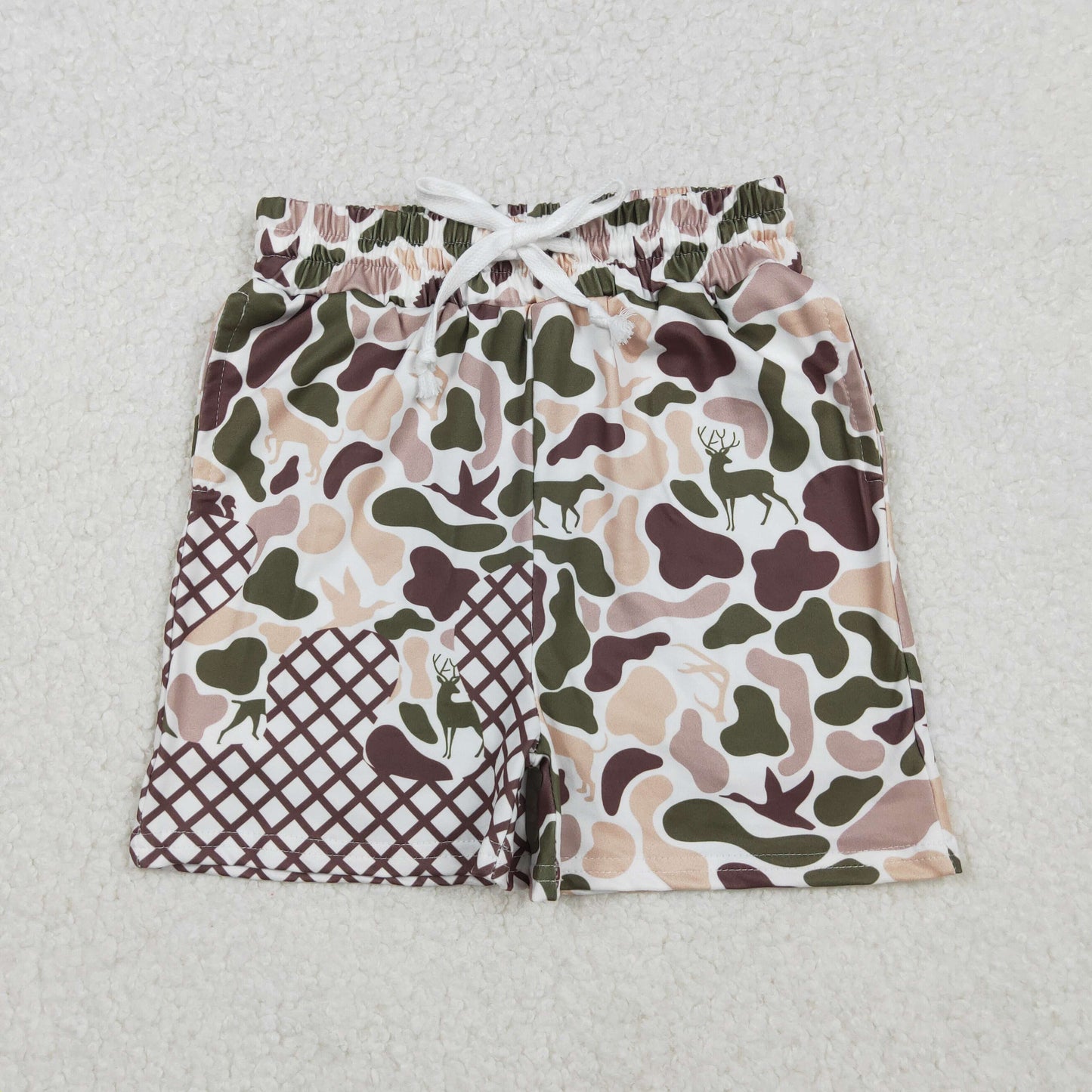 RTS NO MOQ（In Stock) SS0652 Duck and puppy camouflage waffle pocket shorts