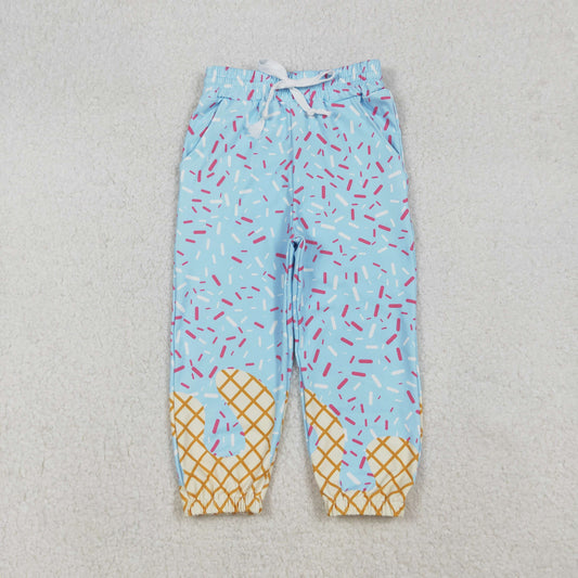 RTS NO MOQ（In Stock) P0814 Waffle Ice Cream Blue Lace-Up Drawstring Yoga Pants