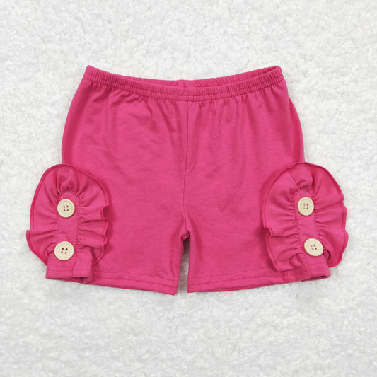 SS0186 Button rose red lace shorts