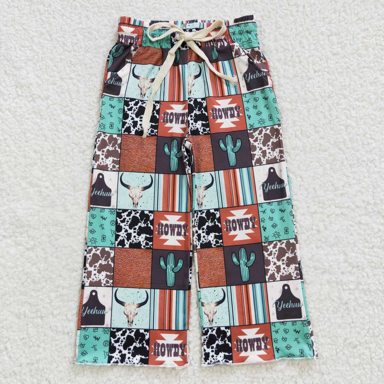 P0145 howdy cow cactus plaid trousers