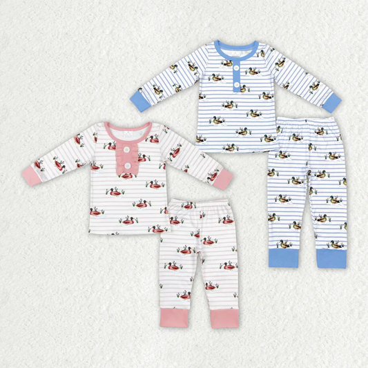 RTS NO MOQ Children Hunting Ducks Shirt Pants Sibling Pajamas Clothes Sets girls and boys pajamas