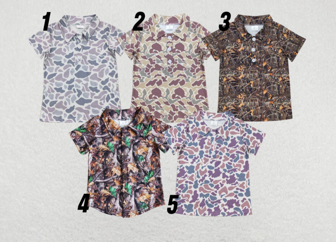 RTS NO MOQ Camouflage Series Boys Short Sleeve Tops Hot Sale
