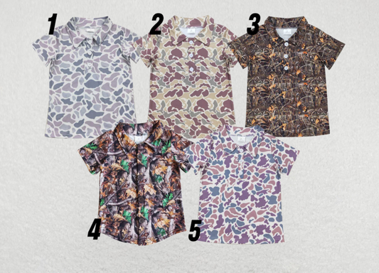 RTS NO MOQ Camouflage Series Boys Short Sleeve Tops Hot Sale