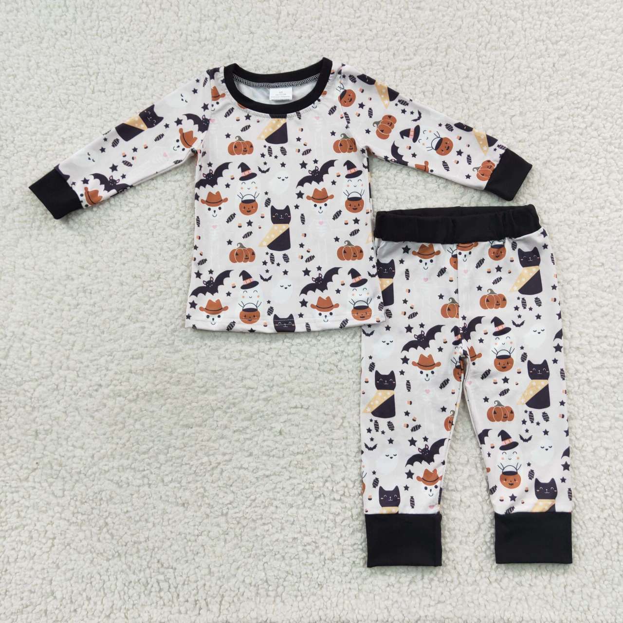 BLP0276 Star Bat Kitten Pumpkin Lantern Long Sleeve Trousers Suit