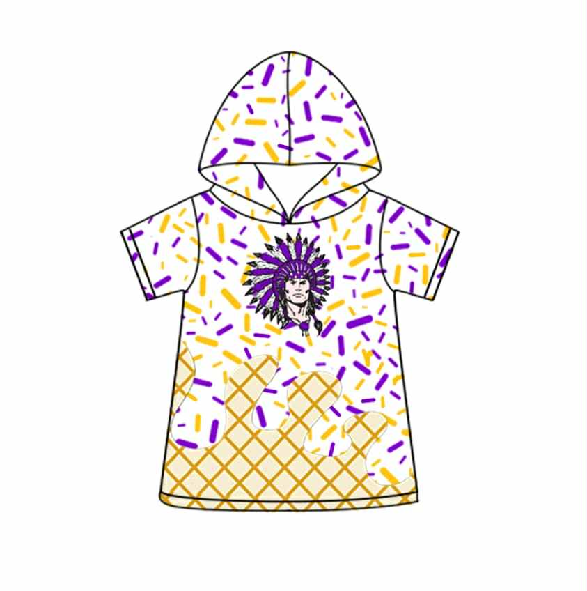 PRE ORDER Deadline August 12 close custom no moq Children's boutique clothing Purple and Yellow Short Sleeve Ice Cream Top