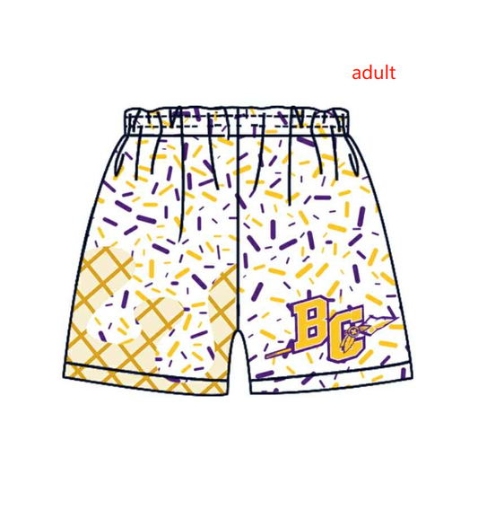 PRE ORDER Deadline August 12 close custom no moq adult  Purple and Yellow Ice Cream Shorts