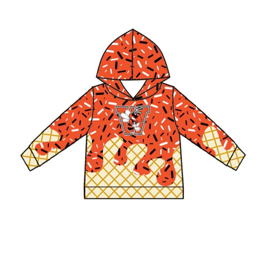 PRE ORDER Deadline August 1 custom no moq Children's boutique clothing soprts team Orange Summer Ice Cream Shorts Hooded Tops