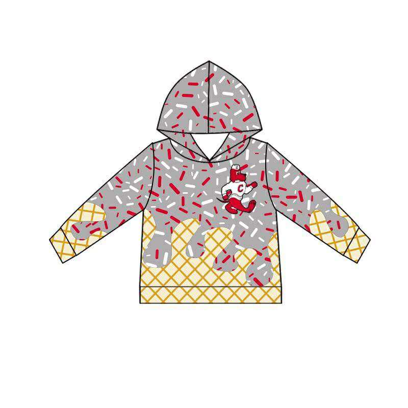 PRE ORDER Deadline August 1 custom no moq Children's boutique clothing soprts team Hooded Top Grey Hooded Ice Cream Top