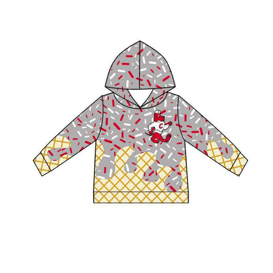 PRE ORDER Deadline August 1 custom no moq Children's boutique clothing soprts team Hooded Top Grey Hooded Ice Cream Top