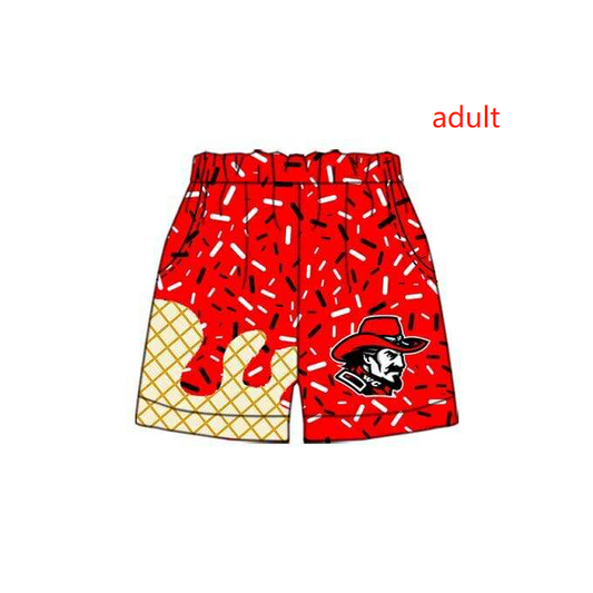 PRE ORDER Deadline August 1 custom no moq Children's boutique clothing soprts team adult Adult ice cream red shorts
