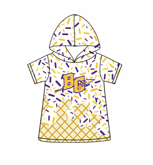 PRE ORDER Deadline August 12 close custom no moq Children's boutique clothing Purple and Yellow Short Sleeve Ice Cream Top