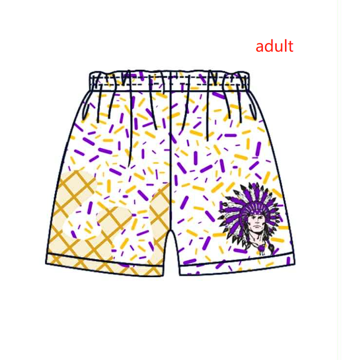PRE ORDER Deadline August 12 close custom no moq adult  Purple and Yellow Ice Cream Shorts