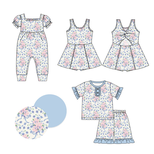 1.4 custom each style moq 5eta 4-6week Sibling Sistes baby girl short sleeve shorts sets and dress and rompers match family design