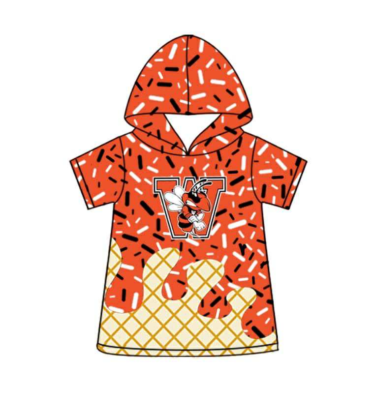 PRE ORDER Deadline August 1 custom no moq Children's boutique clothing soprts team Hooded top orange hat ice cream top