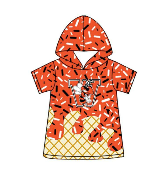 PRE ORDER Deadline August 1 custom no moq Children's boutique clothing soprts team Hooded top orange hat ice cream top