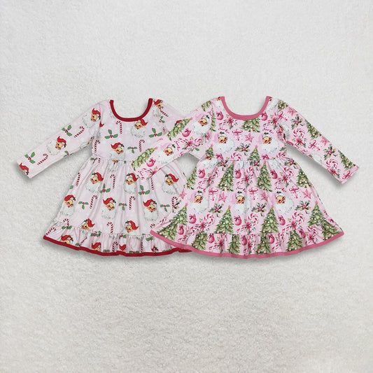 12/18m-7/8t RTS NO MOQ Sibling baby girl clothes Christmas trees long sleeve dresses