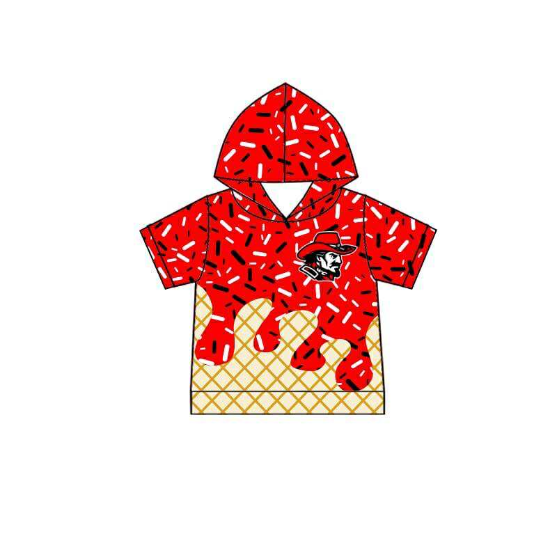 PRE ORDER Deadline August 1 custom no moq Children's boutique clothing soprts team Hooded Top Red Hooded Ice Cream Top