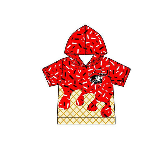 PRE ORDER Deadline August 1 custom no moq Children's boutique clothing soprts team Hooded Top Red Hooded Ice Cream Top